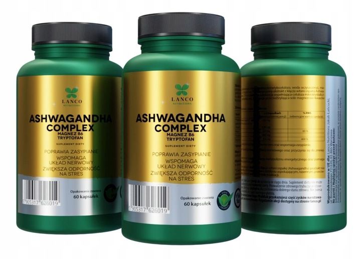 ASHWAGANDHA COMPLEX PREMIUM Max Dawka 573mg + B6 i TRYPTOFAN Lanco 60 kaps. zdjęcie 8