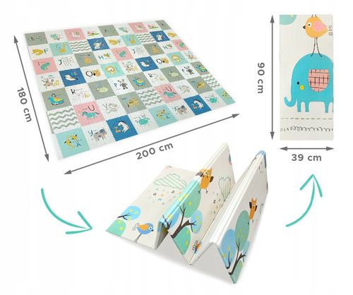 Mata piankowa składana dwustronna duża edukacyjna dla dzieci XPE 180x200 cm na Arena.pl