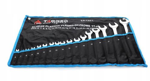 ZESTAW KLUCZY PŁASKO OCZKOWYCH 17 ELEMENTÓW MOCNE KUTE HARTOWANE na Arena.pl