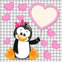 FOTOTAPETA dla dziecka PINGWINY SERDUSZKA SERCE
