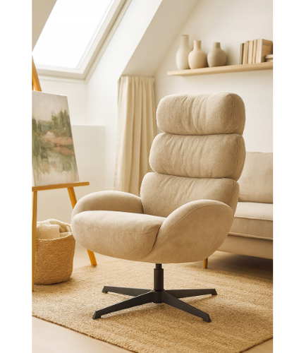 Fotel wypoczynkowy Axel beżowy velvet obrotowy loft do salonu gabinetu na Arena.pl