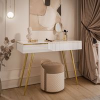 Toaletka biało złota na wysoki połysk szuflady konsola