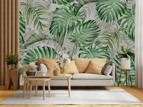 Fototapeta Do Sypialni Liście MONSTERA 3D 405cm x 270cm na Arena.pl