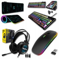 MYSZKA KLAWIATURA PODKŁADKA SŁUCHAWKI RGB ZESTAW XXL PODKŁADKA GAMINGOWA