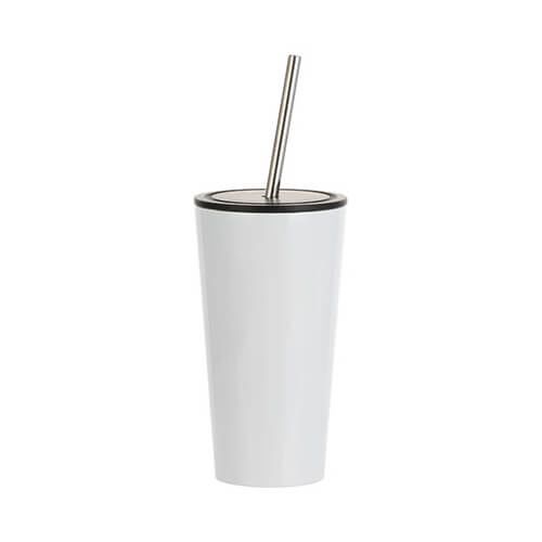 Kubek 480 ml ze słomką do sublimacji - biały zdjęcie 1
