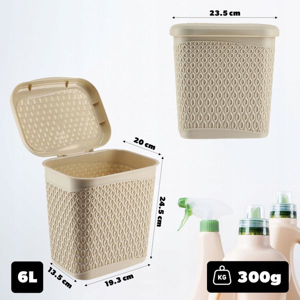 KADAX Pojemnik Na Proszek Do Prania 6L Detergenty Pudełko Beżowy zdjęcie 3
