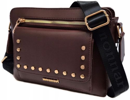 TOREBKA BRĄZOWA LISTONOSZKA MONNARI PASEK LOGO na Arena.pl