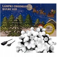 LAMPKI choinkowe KULKI FLASH BIAŁE ZIMNE kuleczki 100 LED 9m WODOODPORNE