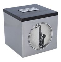 Unikalna urna kremacyjna z saksofonem Tabliczka / Tak