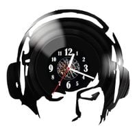 Zegar ścienny z płyty winylowej Słuchawki 13.14