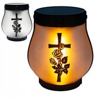 ZNICZ SOLARNY LED LAMPION NA GRÓB STATUETKA NA CMENTARZ RÓŻA KRZYŻ NAGROBNY