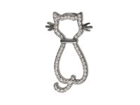 Rodowany srebrny wisior wisiorek kot kotek cat białe cyrkonie srebro 925 W0356