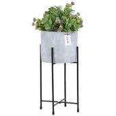 Doniczka ceramiczna Szary beton osłonka stojak metal mat kwietnik H33cm