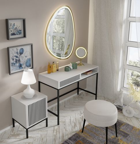 Szafka nocna RAVENNA F 41x40 cm kontenerek biały mat / frez czarny na Arena.pl