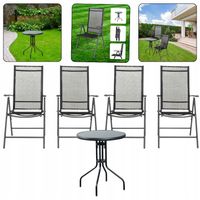 Zestaw Mebli Ogrodowych 4 KRZESŁA REGULOWANE STOLIK Komplet na balkon taras