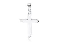 Elegancki duży rodowany srebrny piaskowany satynowany krzyżyk krzyż srebro 925 KS0246C