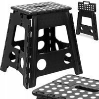 STOŁEK TABORET SKŁADANY ANTYPOŚLIZGOWY ROZKŁADANY CZARNY DUŻY 40 cm 120 kg