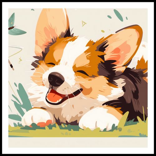 Plakat 100x100cm Beztroski Corgi na Arena.pl