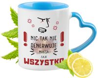 Dla Maksa Kubek Błękitny Z Uszkiem W Kształcie Serca Na Prezent Z Nadrukiem