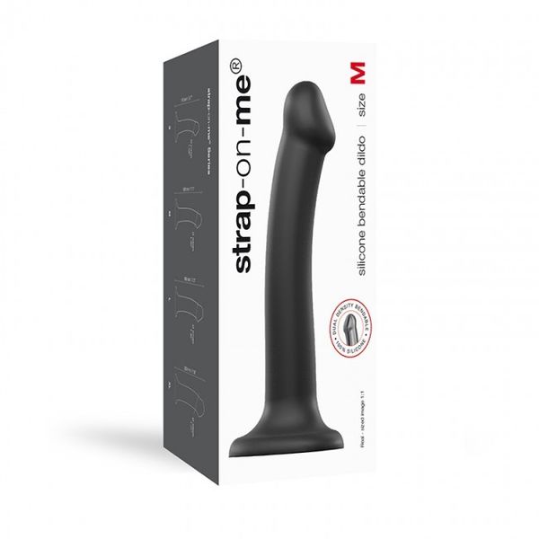 Silicone Bendable Dildo Double Density Black M zdjęcie 4