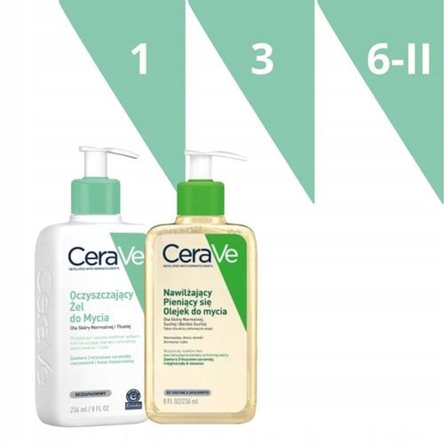 CeraVe Oczyszczający Żel do Mycia 236ml + Pieniący Olejek Do Mycia 236ml na Arena.pl