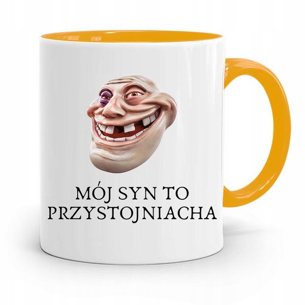 Kubek Żółty Prezent Dla Syna Syn Przystojniacha Z Nadrukiem Ze Zdjęciem zdjęcie 1