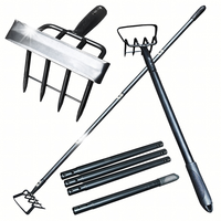 Motyka z Metalowym Trzonkiem Grabie Ogrodowe 4 Sekcyjna z Pazurkami 160cm