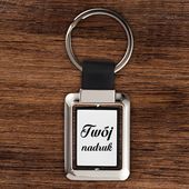 Brelok dwustronny z obrotowym środkiem z nadrukiem - czarny