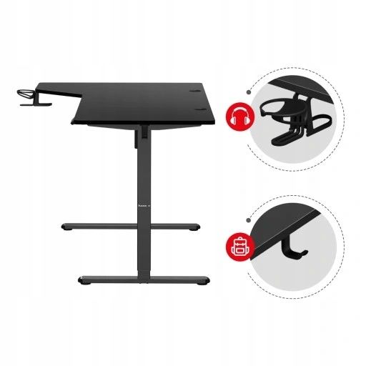 Biurko Gamingowe Elektryczne Regulowane Narożne zdjęcie 11