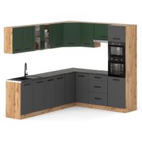 Kuchnia 4.6m Marra Narożna Modułowa Blat Duża Wotan Butelkowa Zieleń Szara