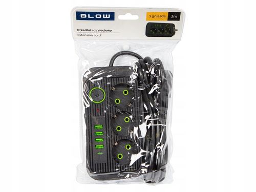 PRZEDŁUŻACZ LISTWA ZASILAJĄCA WŁĄCZNIK 4x USB 3 GNIAZDA 3m USB TYP C na Arena.pl