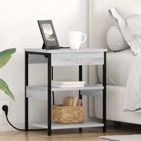 Szafka Nocna 2 pcs Szary dąb sonoma Materiał drewnopochodny