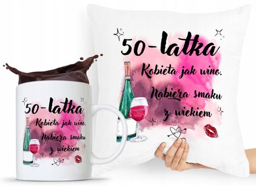 Zestaw Poduszka + Kubek Na Urodziny 50 50Te 50-Te Z Nadrukiem Ze Zdjęciem na Arena.pl