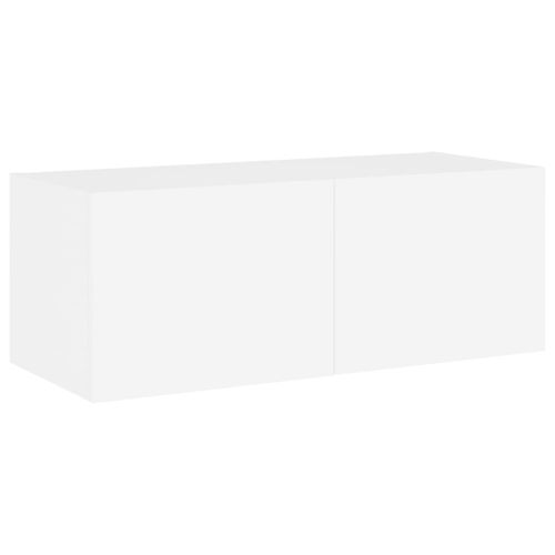 Ścienna szafka TV z LED, biała, 80x35x31 cm na Arena.pl