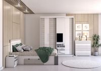 Zestaw do sypialni HELIOS szafa 180 komoda stolik nocny x2 łóżko PRODUCENT
