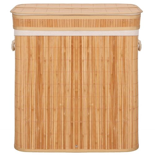 KOSZ BAMBUSOWY NA PRANIE BIELIZNĘ DWUKOMOROWY Z POKRYWĄ POJEMNIK DUŻY 100L na Arena.pl