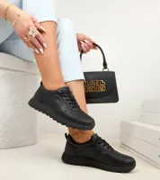 Czarne Ażurowe Wsuwane Sneakersy SIone 36