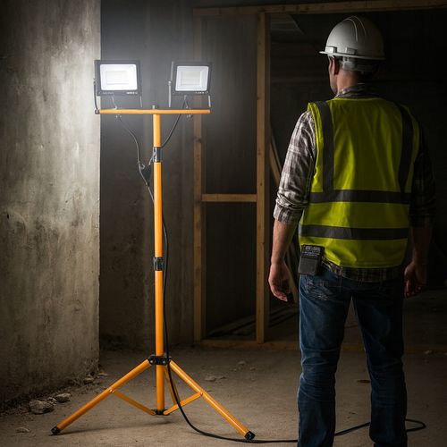 Halogen LED Statyw Budowlany Naświetlacz 2X 60W Zestaw Stojak RIWALL na Arena.pl