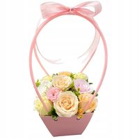 Flowerbox koszyk koszyczek Kwiaty Mydlane Róże na prezent flower box