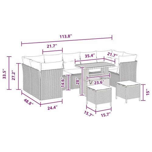 Zestaw Sof na Ogród 10 pcs Czarny polirattan na Arena.pl