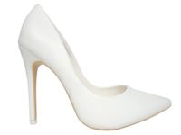 Klasyczne wysokie szpilki czółenka białe mat 40