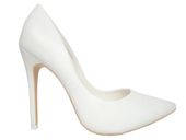 Klasyczne wysokie szpilki czółenka białe mat 40