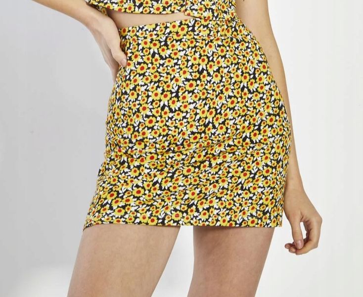 GLAMOROUS Mini Sunflower Collared Button Up SPÓDNICA 36 zdjęcie 2