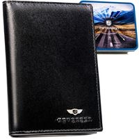 skórzane, duże etui w czarnym kolorze przeznaczone na dokumenty