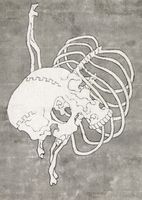 Plakat 64x90cm Skull and Ribcage, Hokusai Japoński Vintage do Salonu