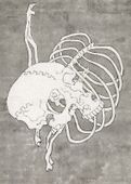 Plakat 64x90cm Skull and Ribcage, Hokusai Japoński Vintage do Salonu