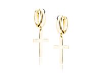 POZŁACANE KOLCZYKI GŁADKIE KÓŁKA WISZĄCE KRZYŻYKI