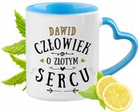 Dla Dawida Kubek Błękitny Z Uszkiem W Kształcie Serca Na Prezent Na Kawę