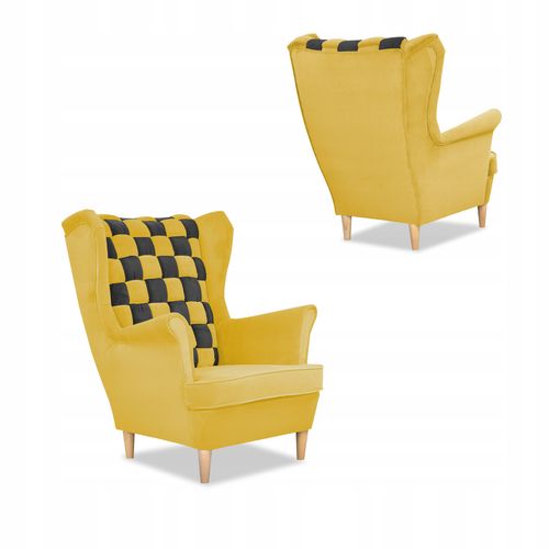 Zestaw uszak CAROL DUO sofa fotele żółty miodowy - brąz na Arena.pl