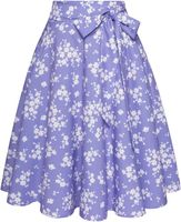 Spódnica Midi Retro Rozkloszowana Elegancka Vintage Fioletowa M